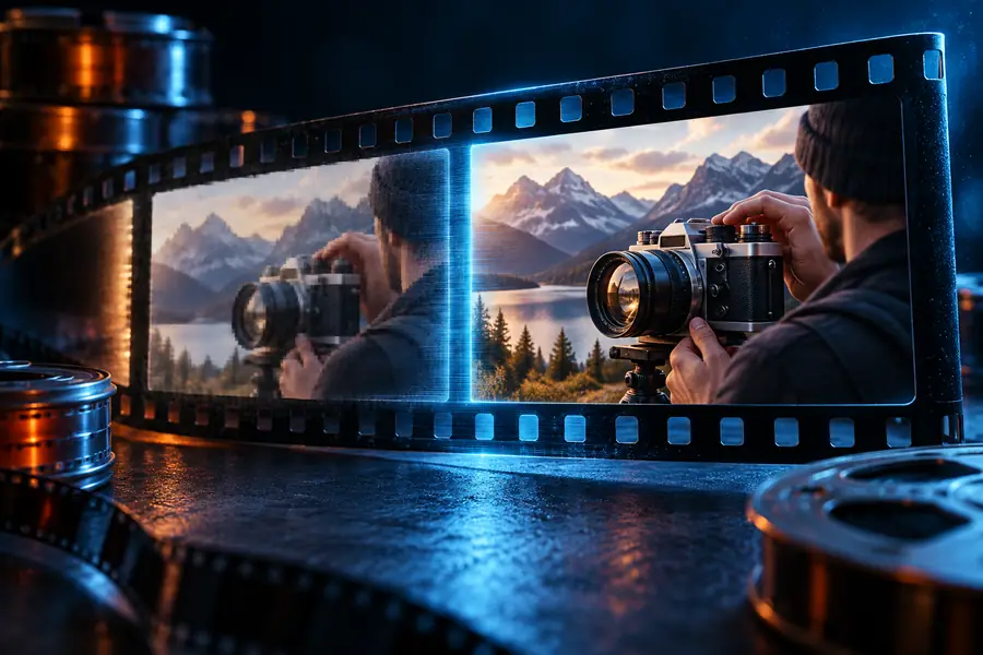 Sharper-looking camera and product scene used to illustrate an enhanced view